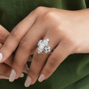 [Old Mine Cushion Cut Moissanite Engagement Ring With VSS Clarity Moissanite]-[Golden Bird Jewels]