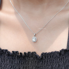 Old Mine Cushion Cut Lab Diamond Halo Pendant