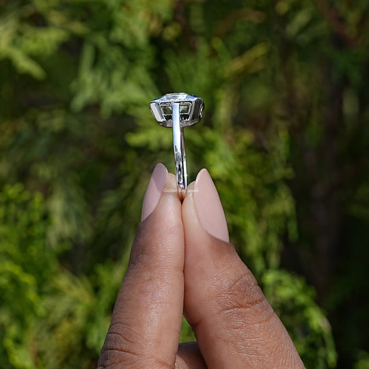 Moissanite Old Mine Cushion Cut Halo Ring