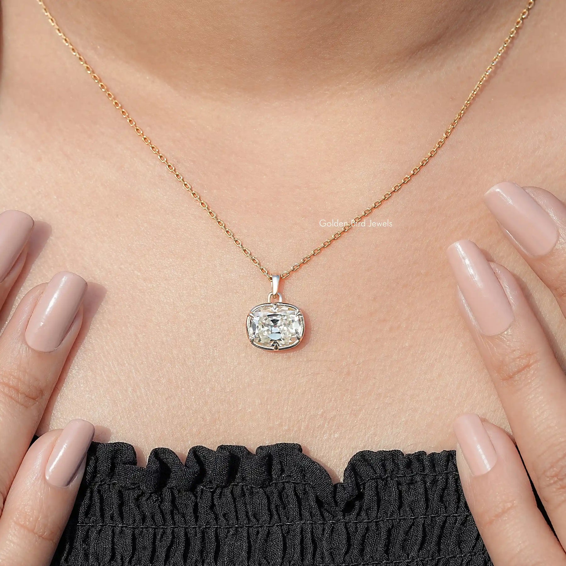 Old Mine Cushion Moissanite Solitaire Pendant