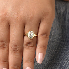 Old Mine Cushion Cut Moissanite Ring In finger