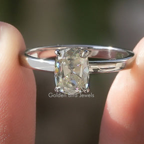 Old Mine Cushion Cut Moissanite Solitaire Ring