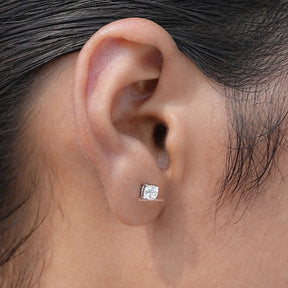 Colorless cushion Cut Moissanite Stud Earrings
