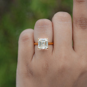 Old Mine Asscher Moissanite Engagement Ring
