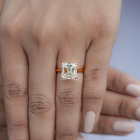 Old Mine Asscher Moissanite Engagement Ring