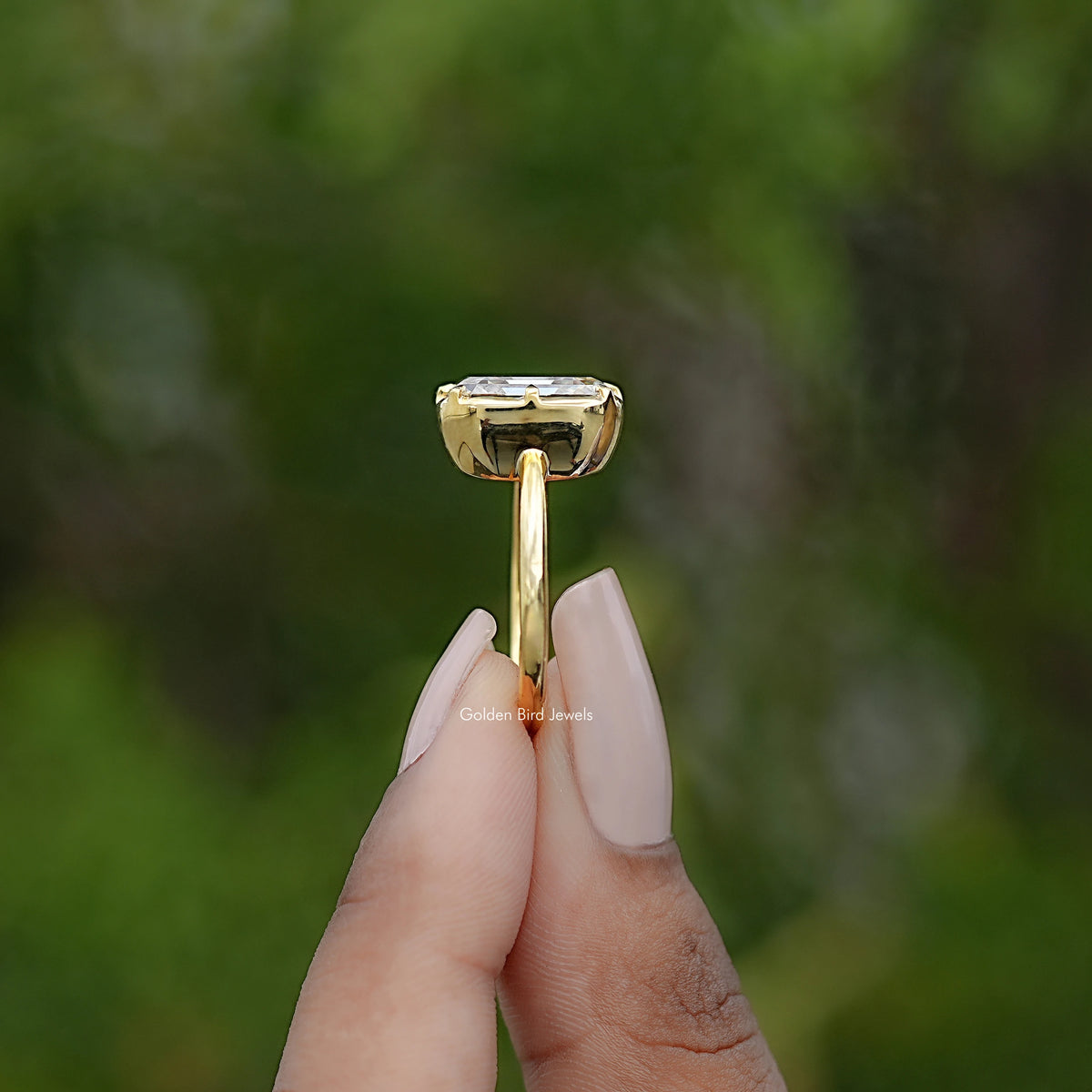 Old Mine Asscher Moissanite Solitaire Ring