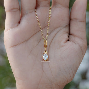 Colorless Old Mine Cut Cushion Moissanite Pendant