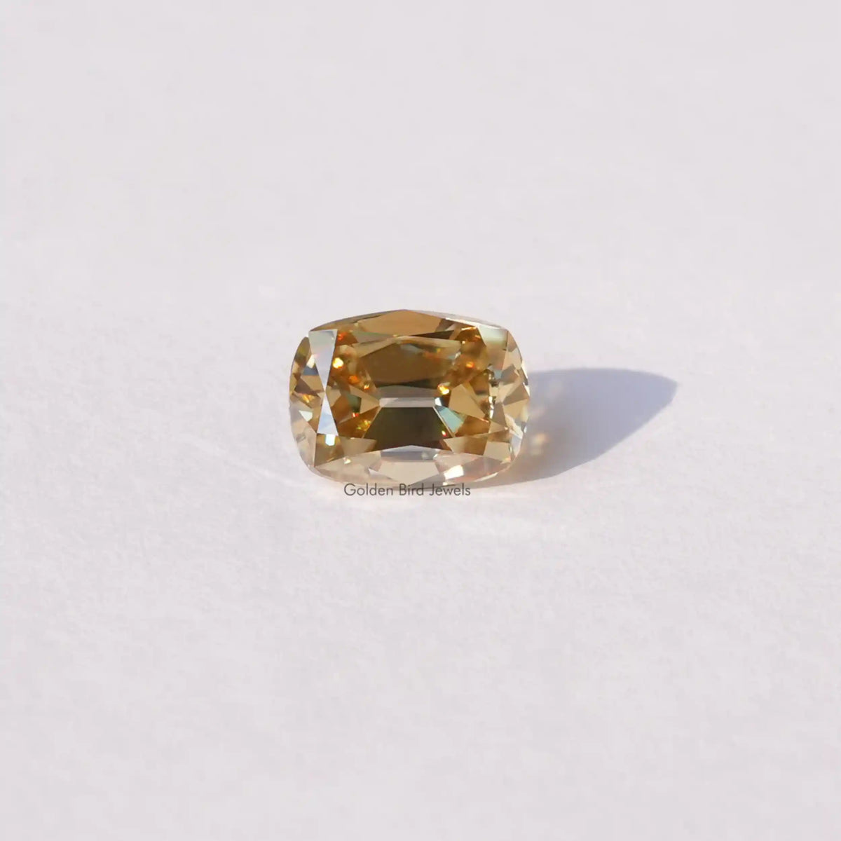 [Front view of yellow cushion cut loose stone]-[Golden Bird Jewels]