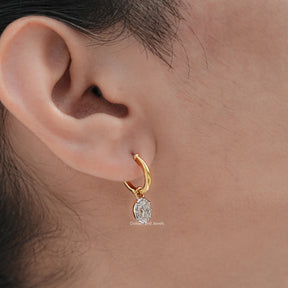 Old Mine Cut Oval Moissanite Dangle Earrings