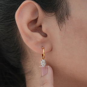 Old Mine Cut Oval Moissanite Dangle Earrings