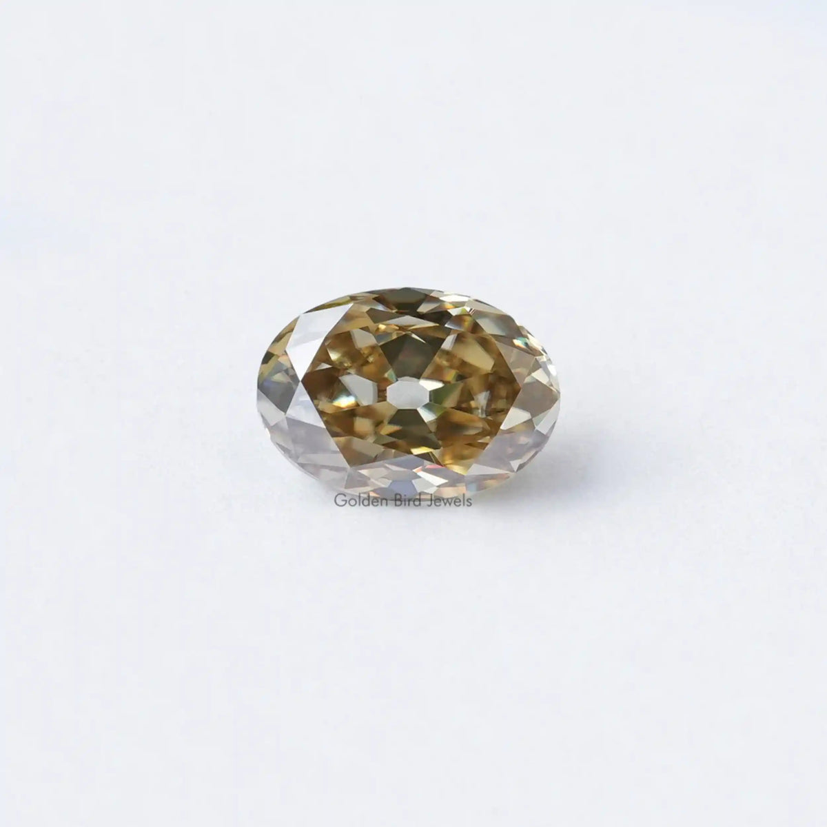 [Front view of old mine cut oval loose moissanite]-[Golden Bird Jewels]