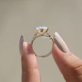 [Old Mine Cushion Cut Moissanite Ring Set In Cathedral Setting]-[Golden Bird Jewels]