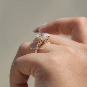[Old Mine Cushion Cut Moissanite Ring In Yellow Gold]-[Golden Bird Jewels]
