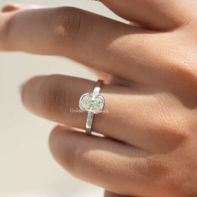 [Old Mine Cushion Cut Moissanite Engagement Ring Made In 18k White Gold]-[Golden Bird Jewels] 