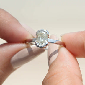 [1.20 Carat Old Mine Cushion Cut Moissanite Solitaire Engagement Ring]-[Golden Bird Jewels] 