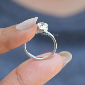 [Man Made Old Mine Cushion Cut Solitaire Moissanite Ring]-[Golden Bird Jewels] 