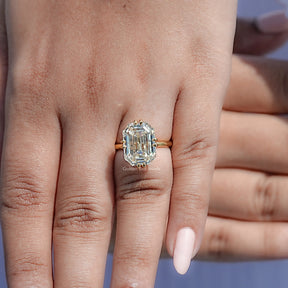 Old Mine Emerald Moissanite Solitaire Engagement Ring