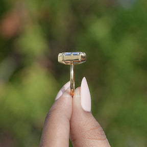 Moissanite Old Mine Emerald Cut Solitaire Ring