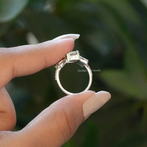 [Moissanite Old Mine Emerald Cut Ring]-[Golden Bird Jewels]