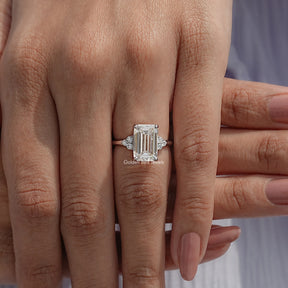 Old Mine Emerald Moissanite Engagement Ring