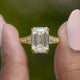 Old Mine Emerald Cut Moissanite Accent Stone Ring