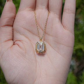 Old Mine Emerald Shaped Moissanite Pendant