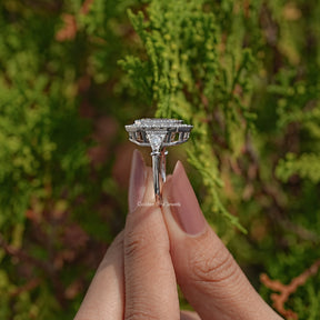 Old Mine Emerald Cut Moissanite Engagement Ring