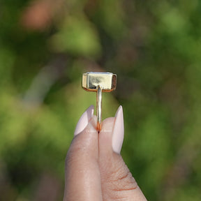 Bezel Set Old Mine Emerald Moissanite Engagement Ring