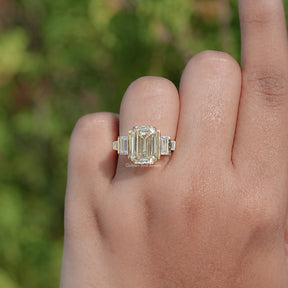 Old Mine Emerald Moissanite Five Stone Ring