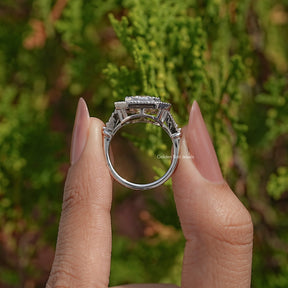 Old Mine Emerald Cut Moissanite Engagement Ring