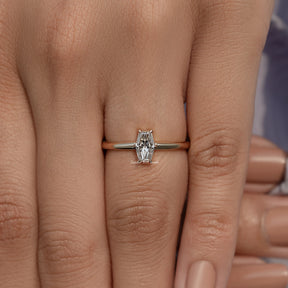Old Mine Lozenge Solitaire Moissanite Ring