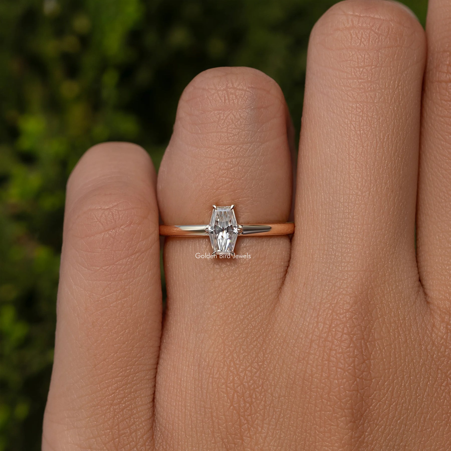 Old Mine Lozenge Solitaire Moissanite Ring