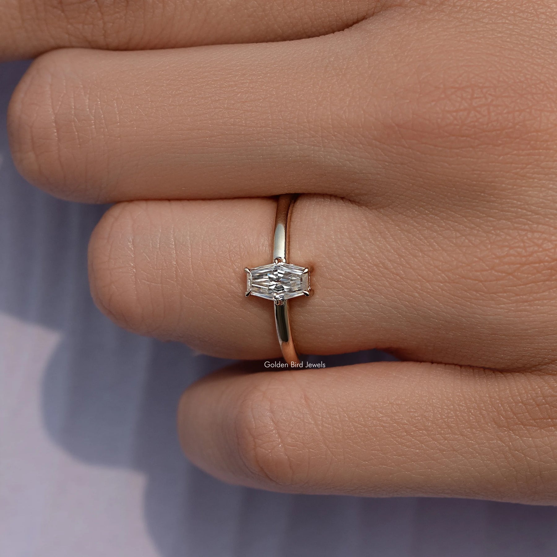 Old Mine Lozenge Solitaire Moissanite Ring