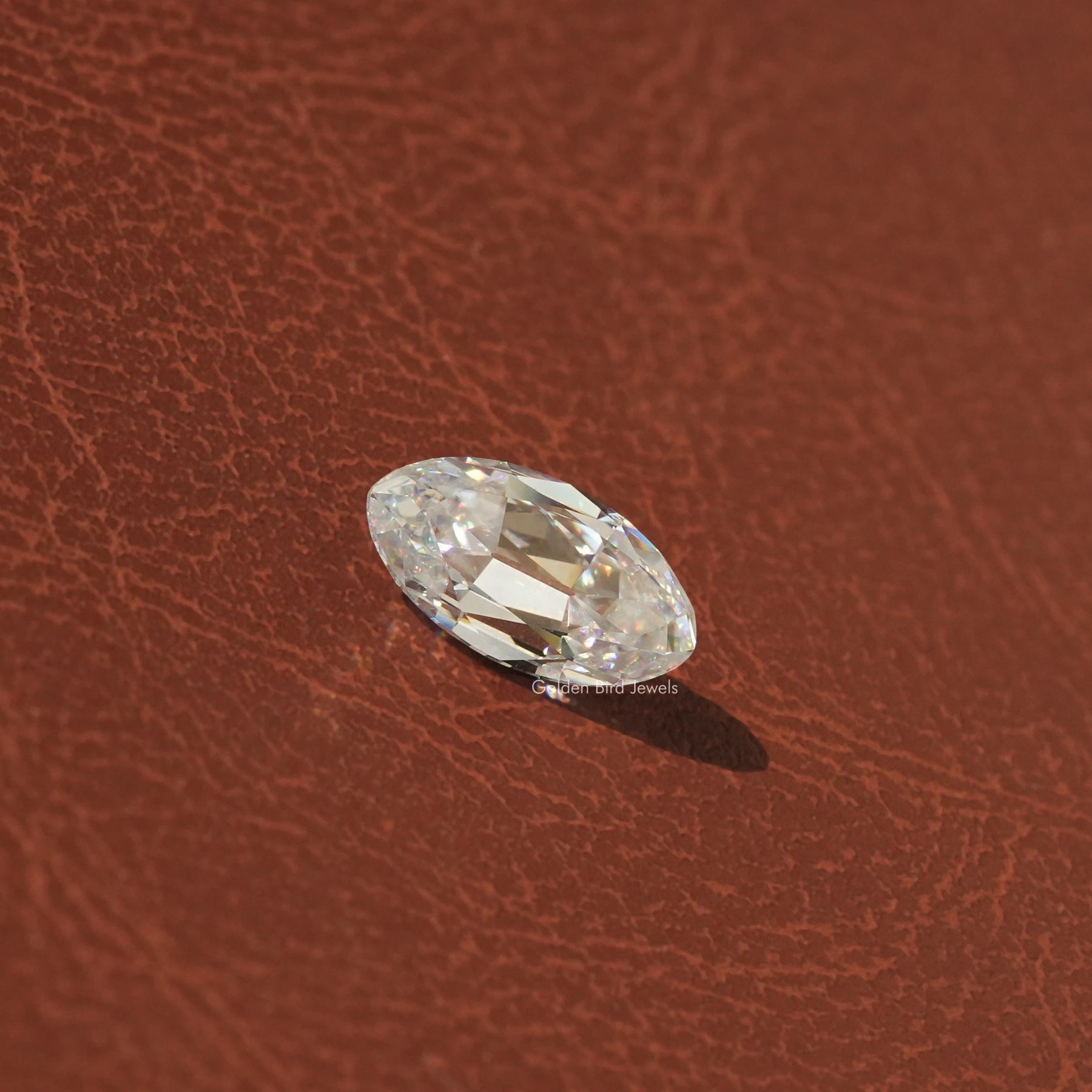 [Front view of old mine moval cut loose moissanite]-[Golden Bird Jewels]
