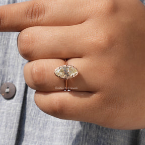 [This ring made of moval cut moissanite and prong setting]-[Golden Bird Jewels]