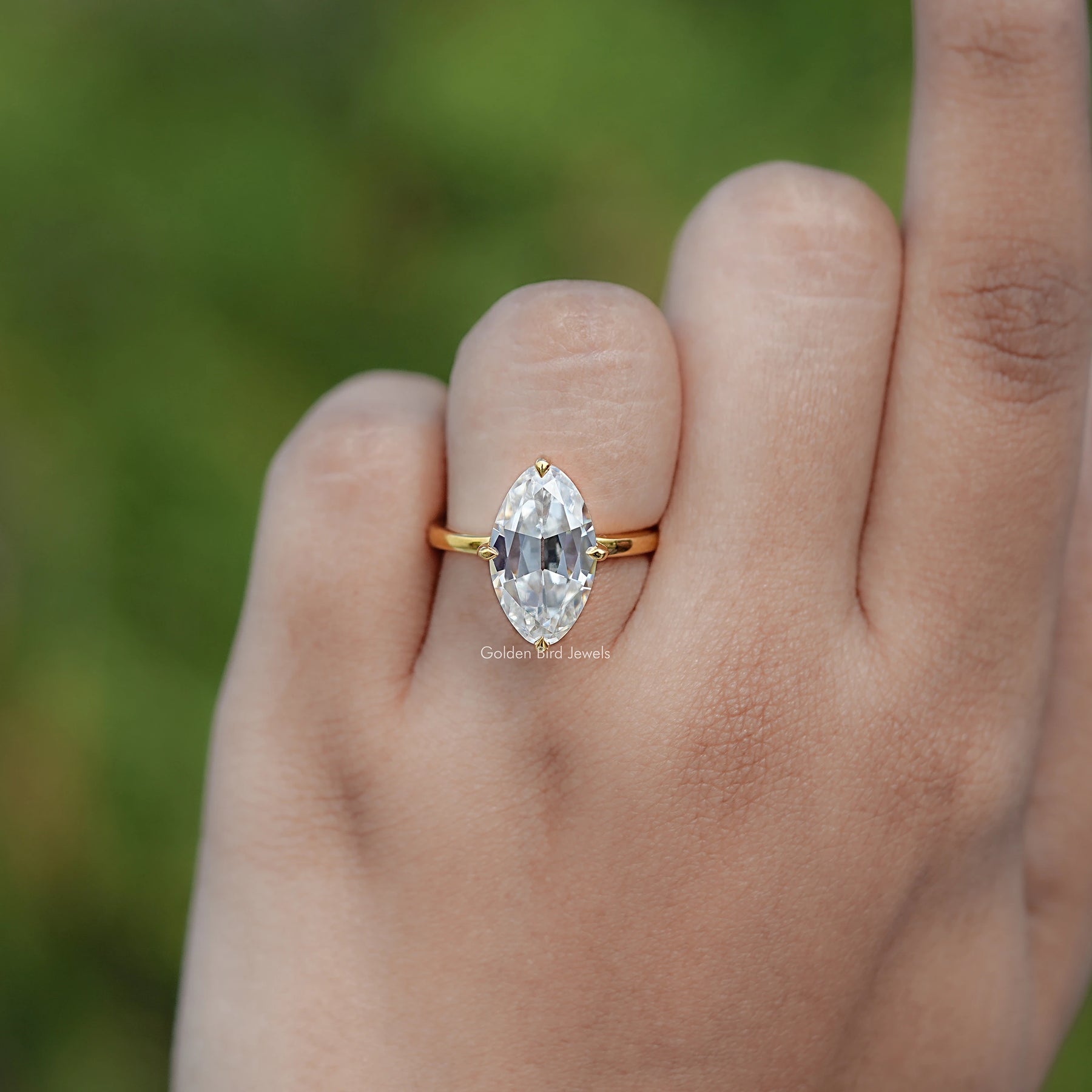 Moissanite Old Mine Moval Cut Solitaire Ring