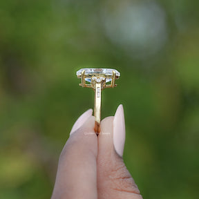 Old Mine Moval Moissanite Accent Set Ring