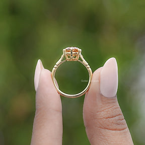 Old Mine Moval Moissanite Accent Stone Ring