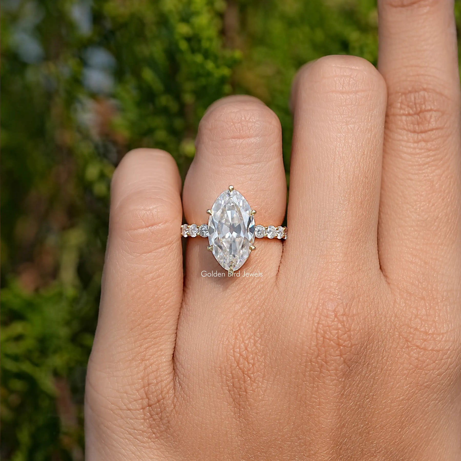 Moissanite Old Mine Moval Accent Stone Ring