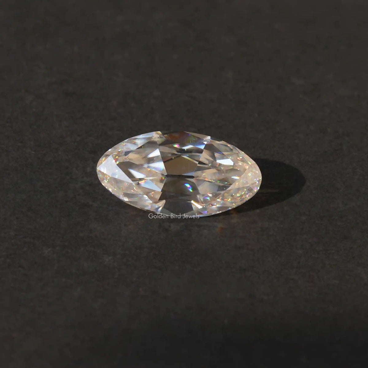 [Front view of old mine cut moval loose moissanite]-[Golden Bird Jewels]