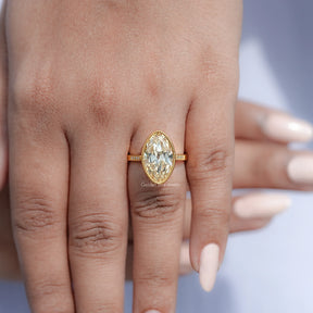 Old Mine Moval Moissanite Milgrain Accent Ring