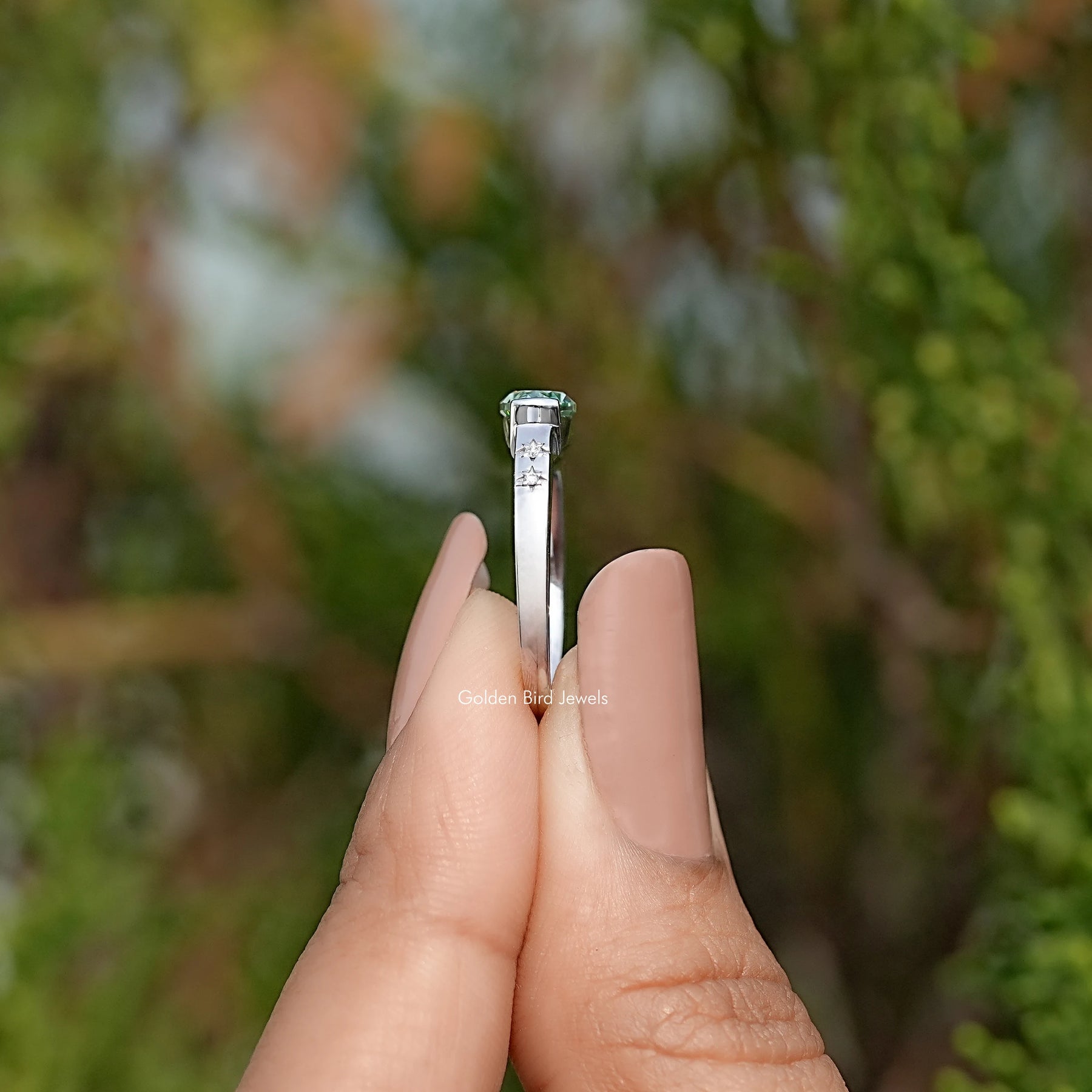 East West Old Mine Moval Moissanite Ring