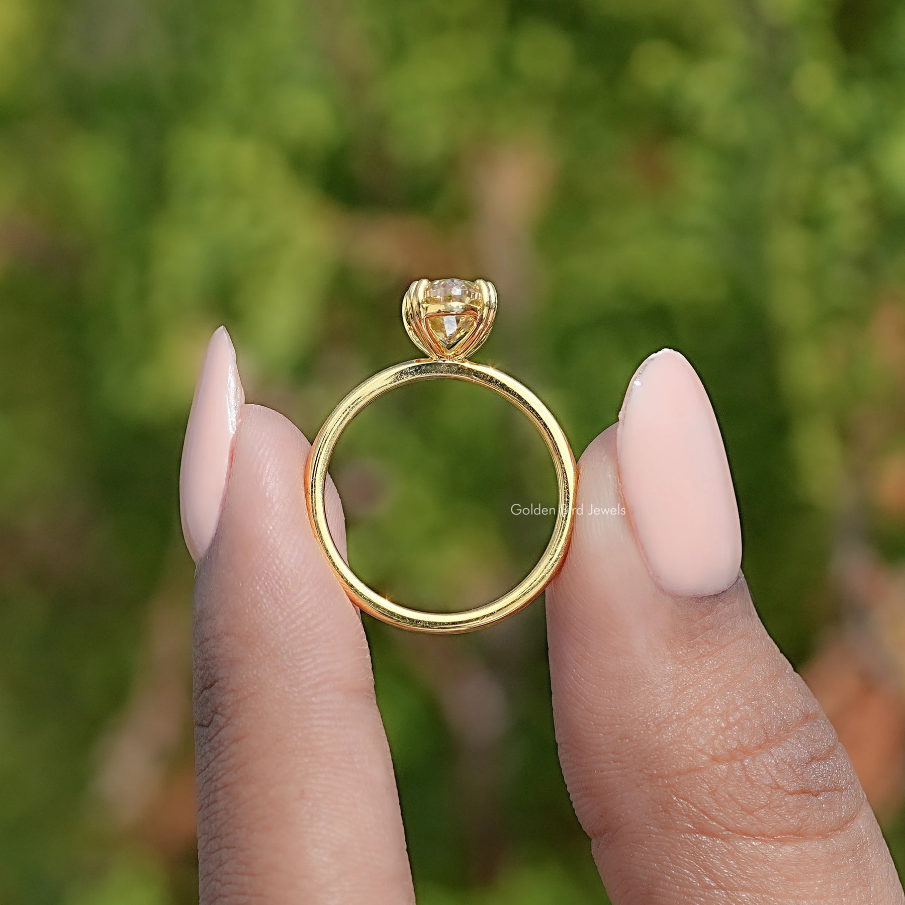 Old Mine Moval Moissanite Solitaire Ring