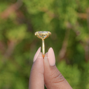 Yellow Old Mine Moval Moissanite Solitaire Ring