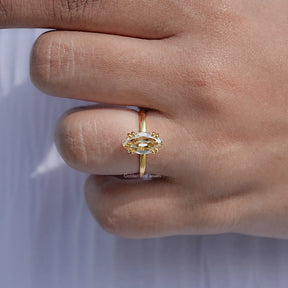 Old Mine Moval Moissanite Solitaire Ring