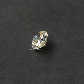 [Side view of old mine oval cut moissanite]-[Golden Bird Jewels]