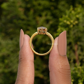 Old Mine Oval Cut Moissanite Accent Stone Ring
