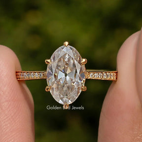 Old Mine Oval Cut Moissanite Accent Stone Ring