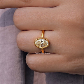 Old Mine Oval Milgrain Bezel Set Moissanite Ring