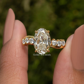 Old Mine Oval Cut Moissanite Ring